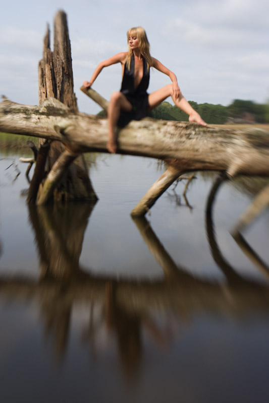 Girl on a log; Seashore/First Landing State Park