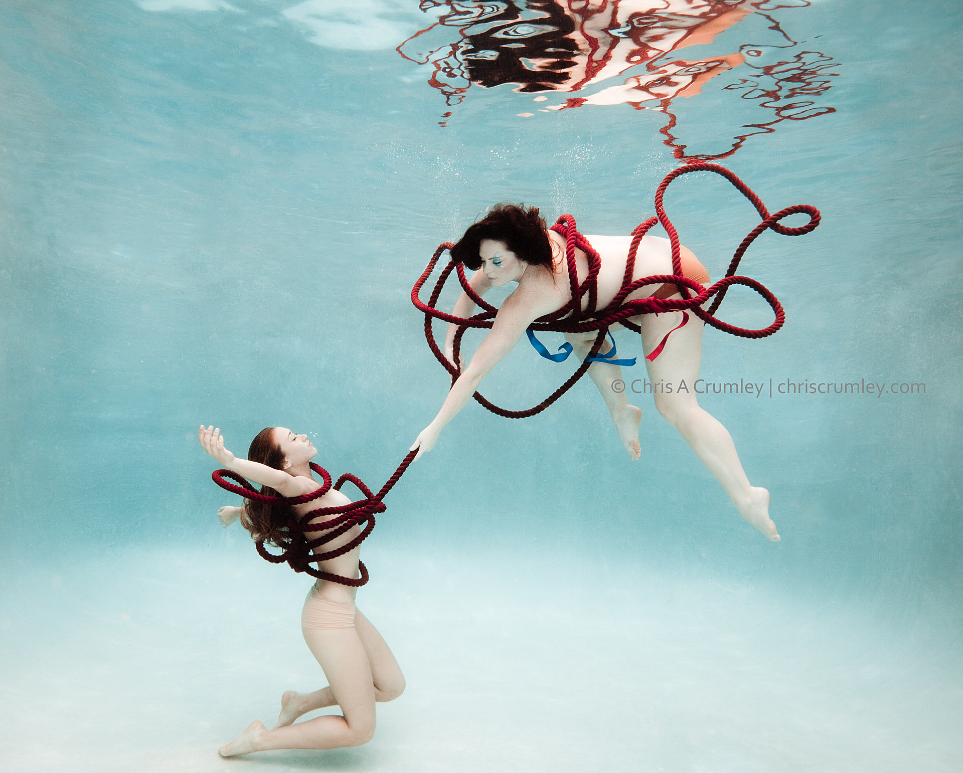 Bodyart Dancers and the Red Rope Underwater