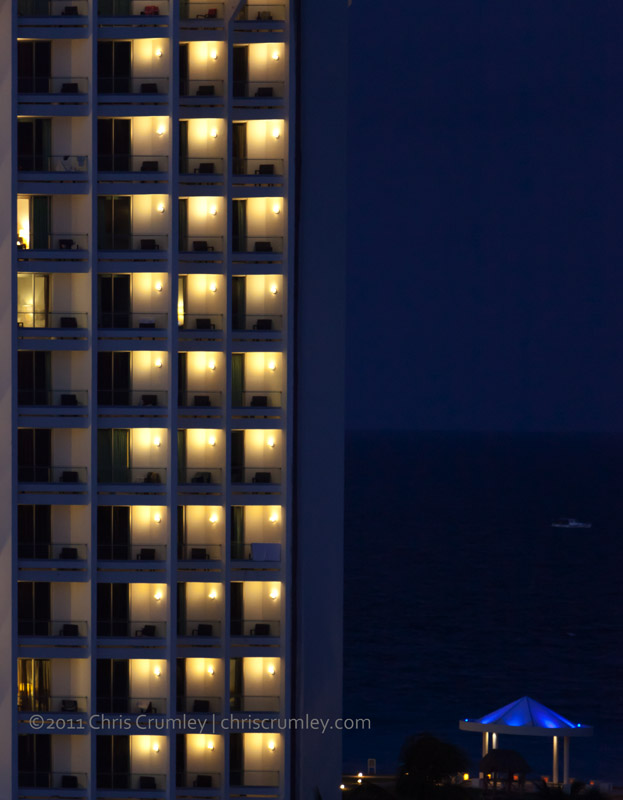 Cancun Beach Highrise at Night