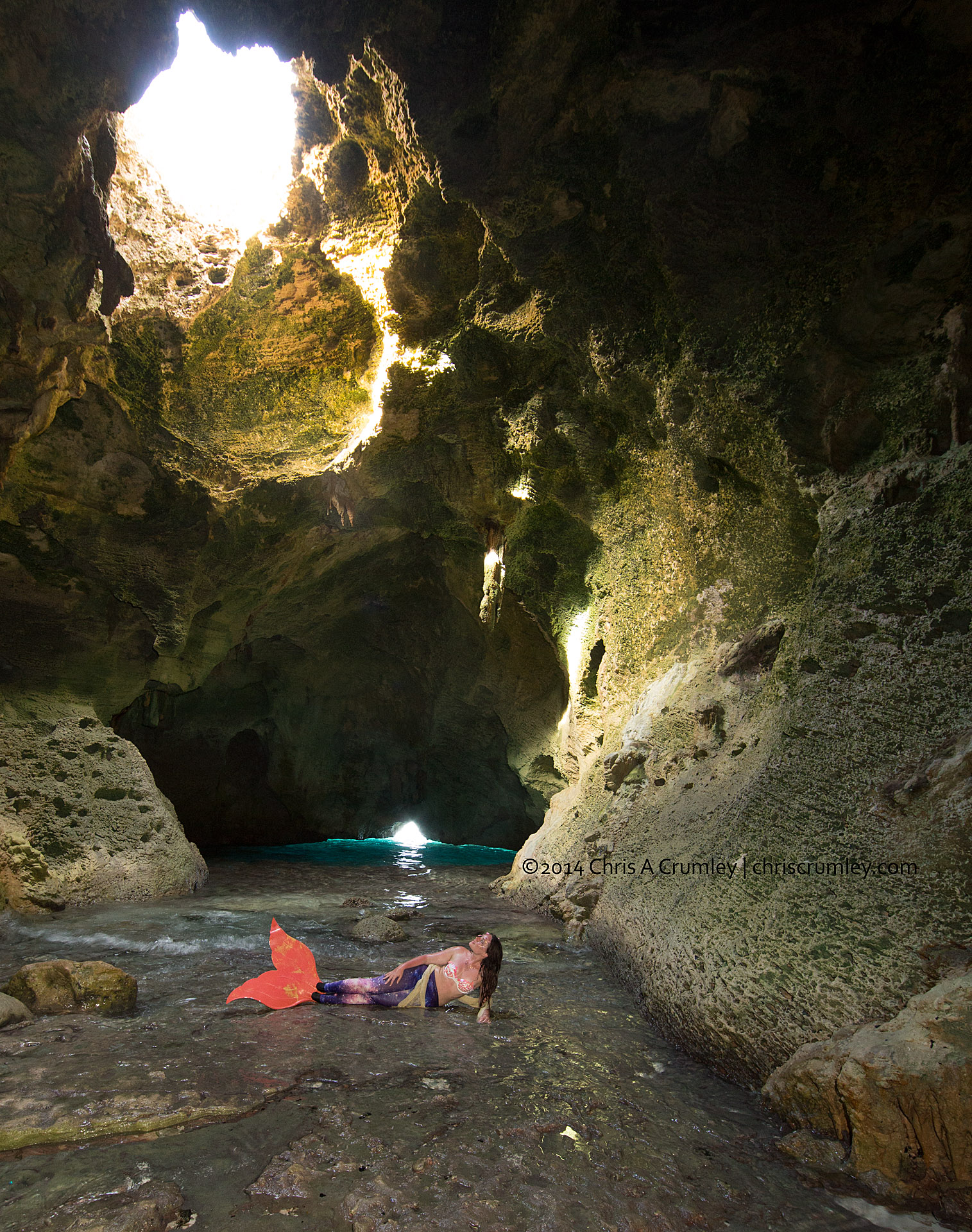 Mermaid in one of the grottos; MPW 2014 Exuma Cays, Bahamas Islands 