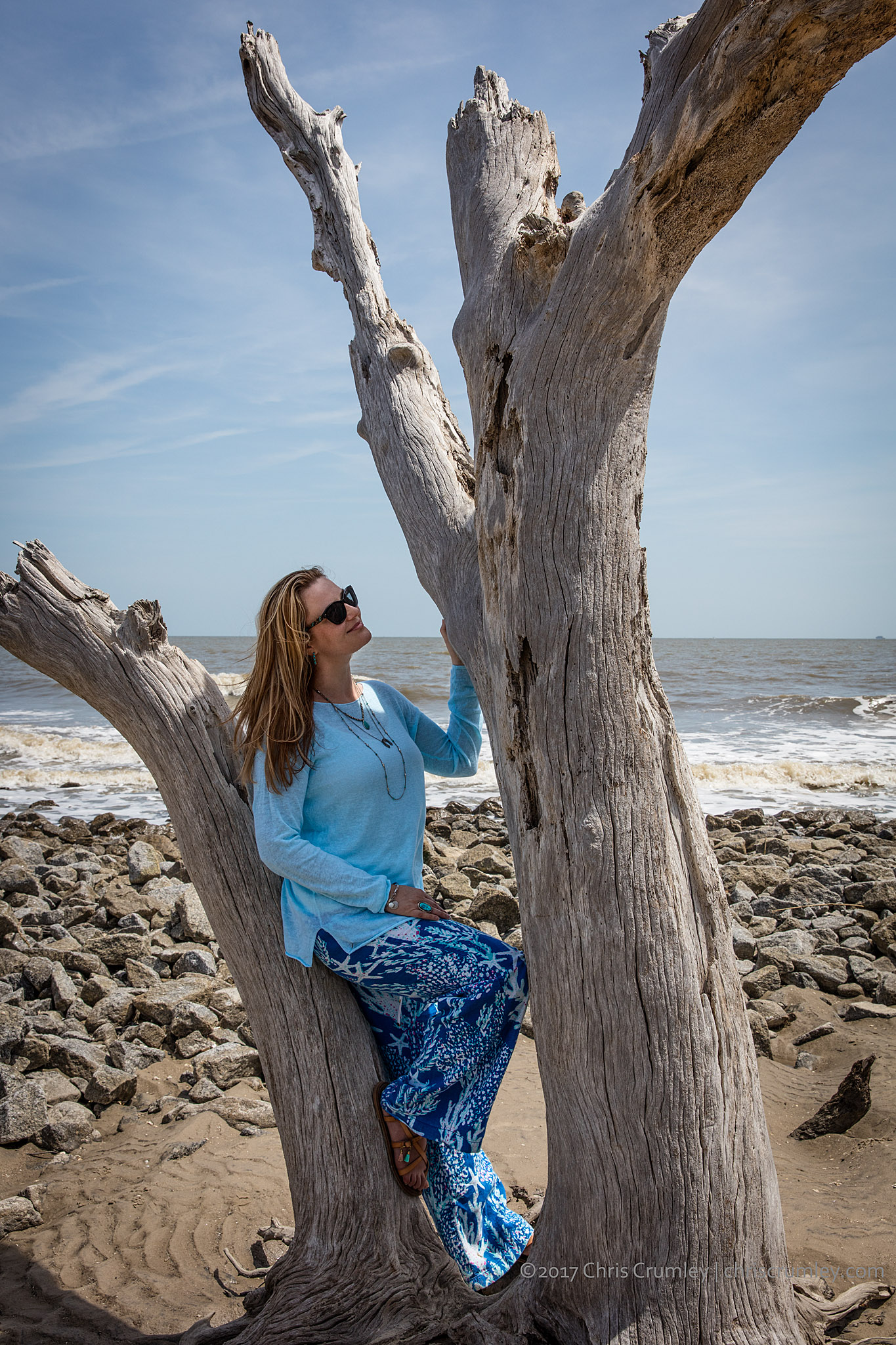 Woman on Driftwood Beach, Jekyll Island, Georgia